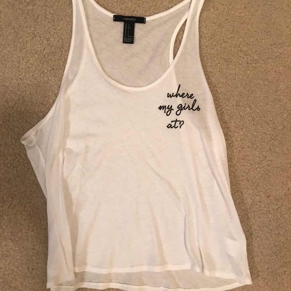 F21 Funny logo cropped muscle/ racerback tank